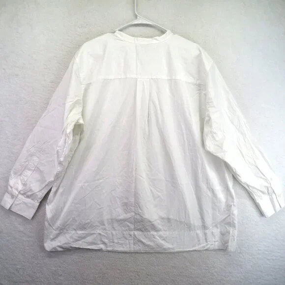Spanx Shirt Womens 1XL White Long Sleeve‎ Button Pullover Tunic Blouse Top - Picture 3 of 7